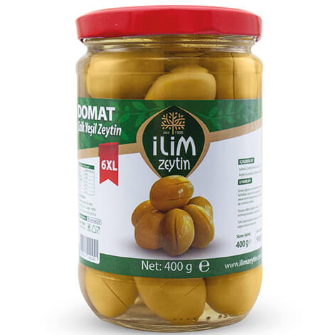 İlim Zeytin Domat Çizik Yeşil Zeytin 400 Gr Ön