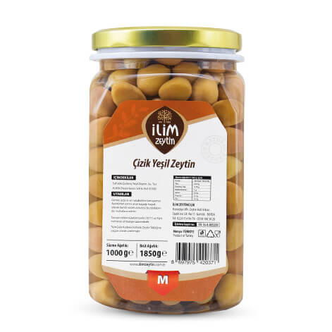 İlim Zeytin Çizik Yeşil Zeytin M 1 Kg Arka