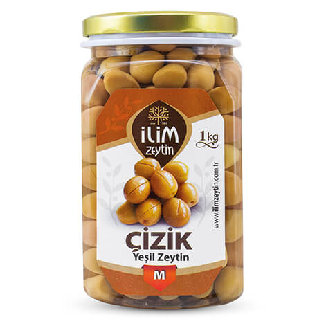 İlim Zeytin Çizik Yeşil Zeytin M 1 Kg Ön