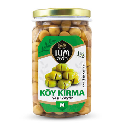 İlim Zeytin Köy Kırma Yeşil Zeytin M 1 Kg Ön